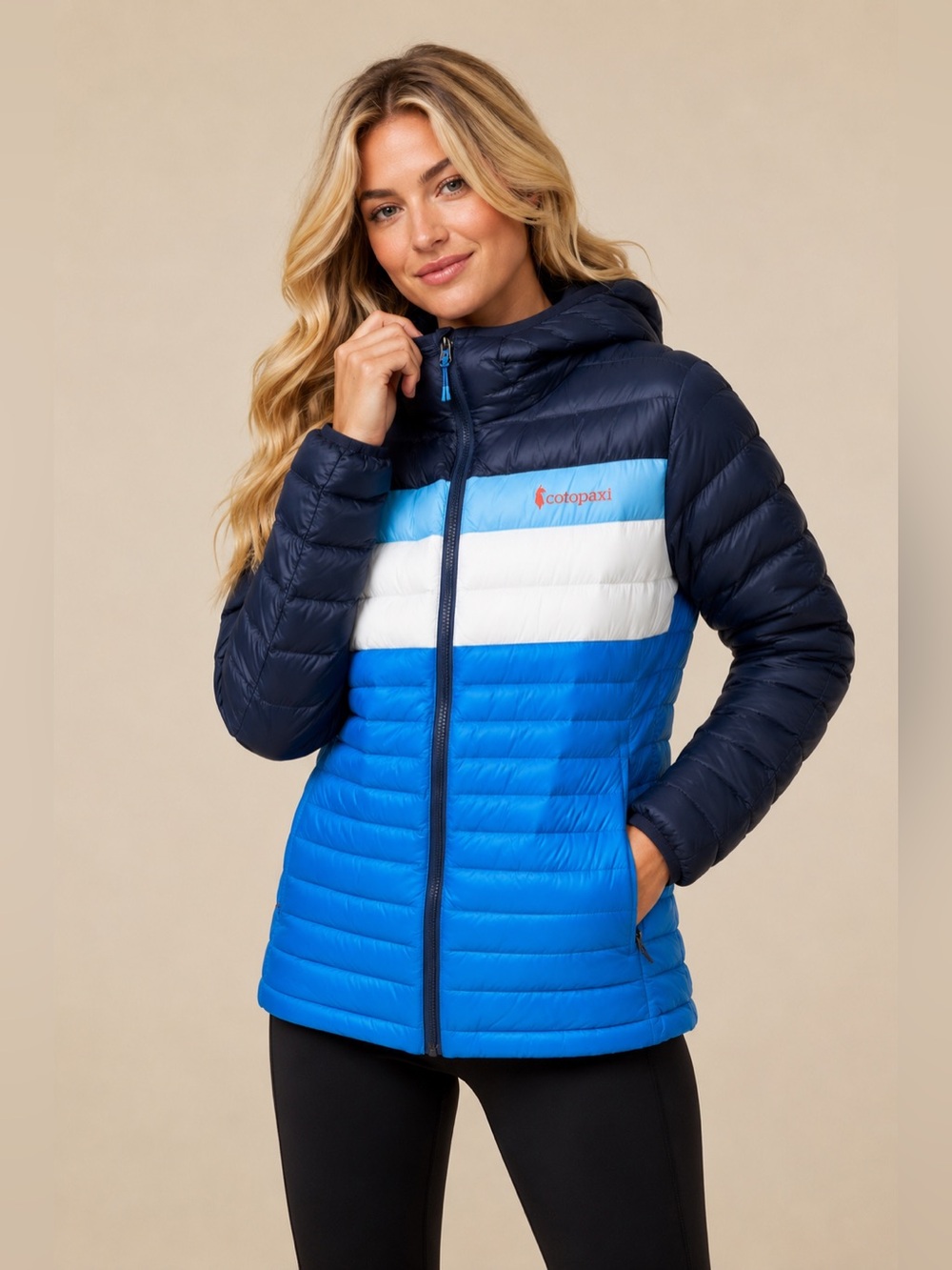 Cotopaxi Fuego Hooded Down Puffer Jacket | Women’s Small | Blue Colorblock